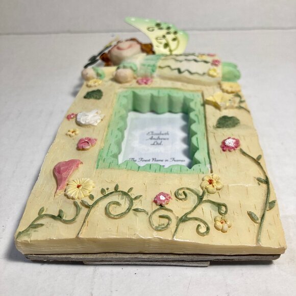 Vintage Elizabeth Andrews Angel Flower Resin Photo Picture Frame Hearts Dove - Picture 7 of 10